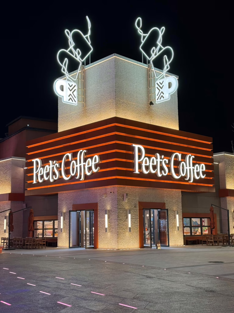 A glow sign with 3D LED-lit letters